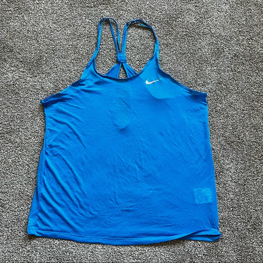Nike Dri Fit Workout Tank | Blue | Womens Athletic Running Light Tank Top Shirt